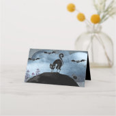 Carte De Placement Fête d'Halloween de chat noir (Dos)