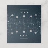Carte De Placement Fête Étoiles Célestes Bleu Argent Enchanté (Extérieur déplié)