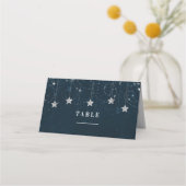 Carte De Placement Fête Étoiles Célestes Bleu Argent Enchanté (Dos)