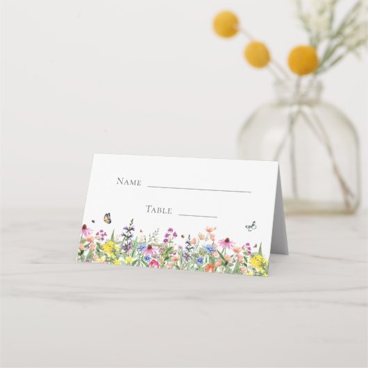 Carte De Placement Fête prénatale Fleurs Sauvages & Papillons Boho (Devant)