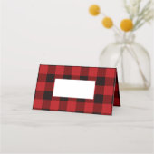 Carte De Placement fête rustique d'hiver en flanelle rouge de bûchero (Devant)