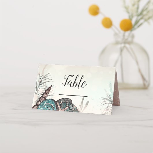 Carte De Placement Fête Sweet 16 Pink Under the Sea Shells Beach (Dos)