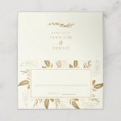 Carte De Placement Feuillage doré | Elégant Mariage blanc ivoire or (Extérieur déplié)