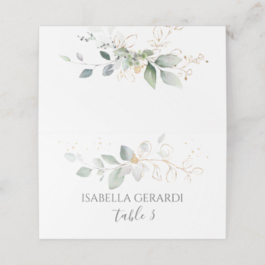 Carte De Placement Feuillage vert et doré (Extérieur déplié)