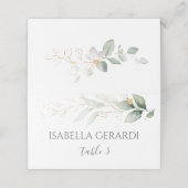 Carte De Placement Feuillage vert et or aquarelle (Extérieur déplié)