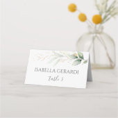 Carte De Placement Feuillage vert et or aquarelle (Devant)