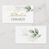 Carte De Placement Feuillage vert et or aquarelle (Devant / Derrière)
