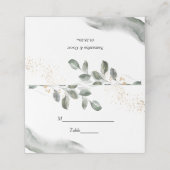 Carte De Placement Feuille d'aquarelle verte douce | Poussière d'or (Extérieur déplié)