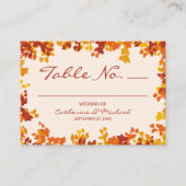 Carte De Placement Feuille d'érable Orange et Terracotta Mariage d'au (Devant)