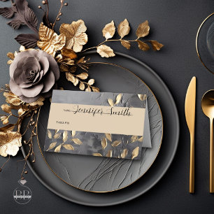 Carte De Placement Feuille d'or Impasto noir