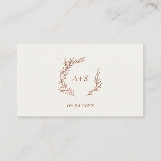 Carte De Placement Feuille minimale | Boho Cream Plat Mariage Place C (Dos)