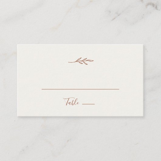 Carte De Placement Feuille minimale | Boho Cream Plat Mariage Place C (Devant)