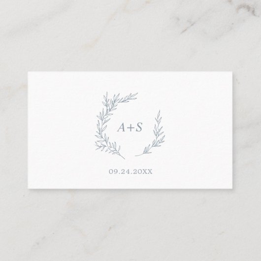 Carte De Placement Feuille minimale | Dusty Blue Flat Mariage (Dos)