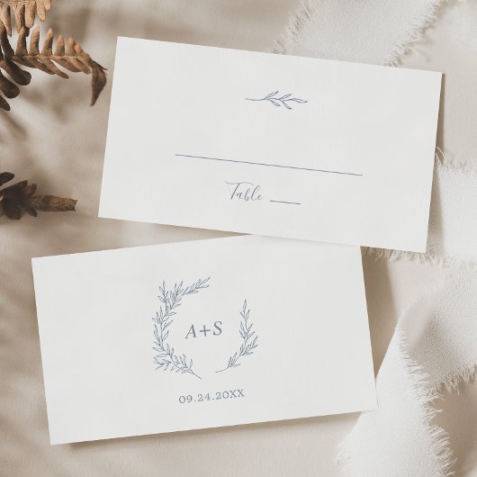 Carte De Placement Feuille minimale | Dusty Blue Flat Mariage
