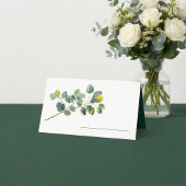 Carte De Placement Feuille vert de la branche Eucalyptus nom mariage