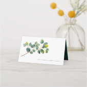 Carte De Placement Feuille vert de la branche Eucalyptus nom mariage (Devant)