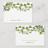 Carte De Placement Feuille vert noué amoureux arbres Mariage d'été (Devant / Derrière)