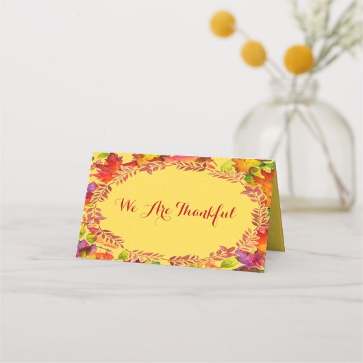 Carte De Placement Feuilles Automne - Thanksgiving - Aquarelle (Devant)