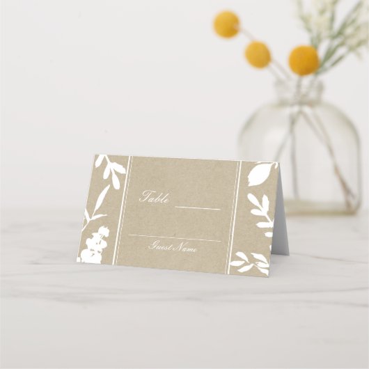 Carte De Placement Feuilles botaniques blancs Tableau simple Mariage  (Dos)