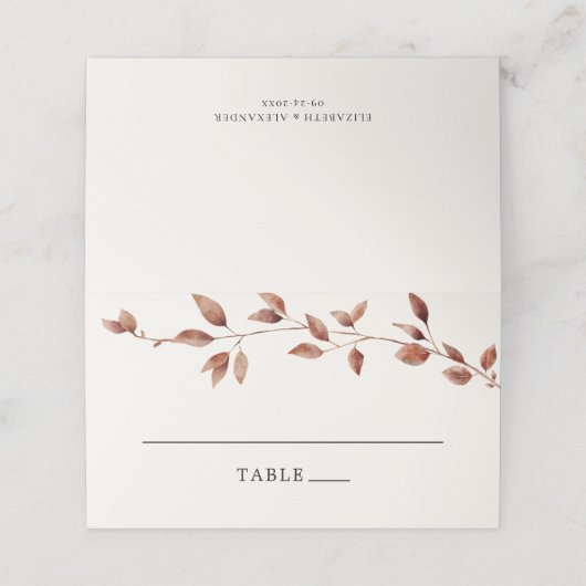 Carte De Placement Feuilles d'automne minimes modernes Mariage d'auto (Extérieur déplié)