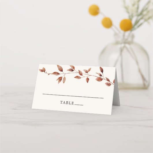 Carte De Placement Feuilles d'automne minimes modernes Mariage d'auto (Devant)