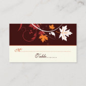 Carte De Placement Feuilles d'automne orange rouge blanc mariage cart (Dos)