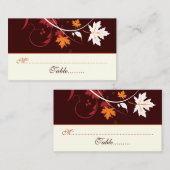 Carte De Placement Feuilles d'automne orange rouge blanc mariage cart (Devant / Derrière)