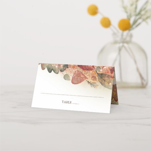 Carte De Placement Feuilles de automne Parties scintillant blanc élég (Devant)