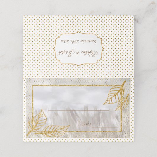 Carte De Placement Feuilles de châtaignes d'or d'automne Numéro de ta (Extérieur déplié)