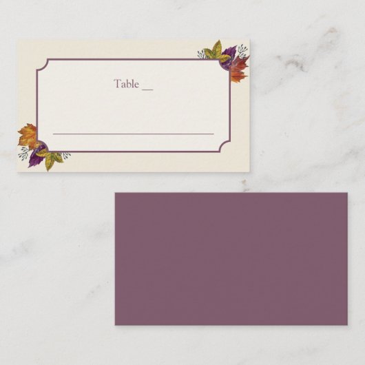 Carte De Placement Feuilles de feuillage mariage de automne (Devant / Derrière)
