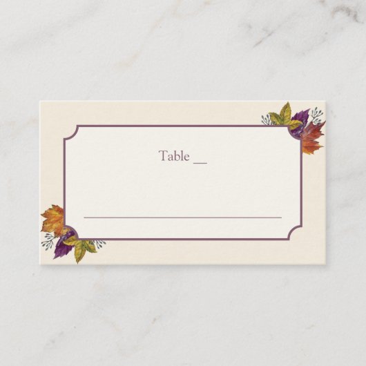 Carte De Placement Feuilles de feuillage mariage de automne (Devant)