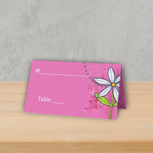 Carte De Placement Feuilles de fleur de marguerite sur rose vif