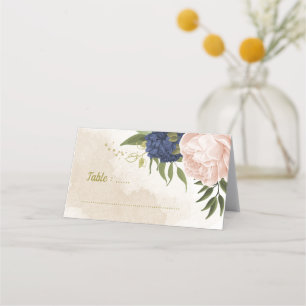 Carte De Placement feuilles de la marine des fleurs rousses vert