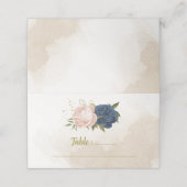 Carte De Placement feuilles de la marine des fleurs rousses vert (Extérieur déplié)