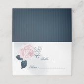 Carte De Placement Feuilles de la Marine Romantique & fleur rose Cart (Extérieur déplié)