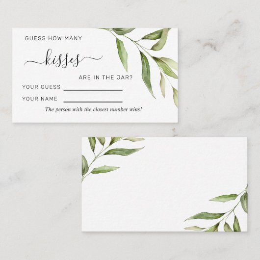 Carte De Placement Feuilles de verdure Rustique Combien de Baisers Ca (Devant / Derrière)
