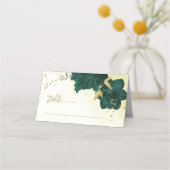 Carte De Placement Feuilles d'or aux fleurs vert émeraude (Devant)