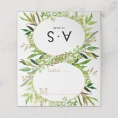 Carte De Placement Feuilles encadrés de feuilles vertes et d'or Numér (Extérieur déplié)