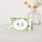 Carte De Placement Feuilles encadrés de feuilles vertes et d'or Numér (Dos)