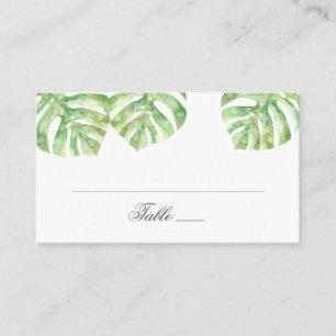 Carte De Placement Feuilles exotiques vertes. Mariage tropical d'été