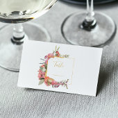 Carte De Placement Feuilles roses, fleurs et macarons numéro de table