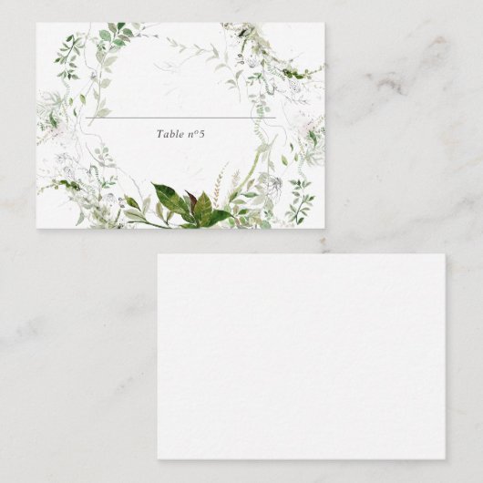 Carte De Placement Feuilles verts modernes (Devant / Derrière)