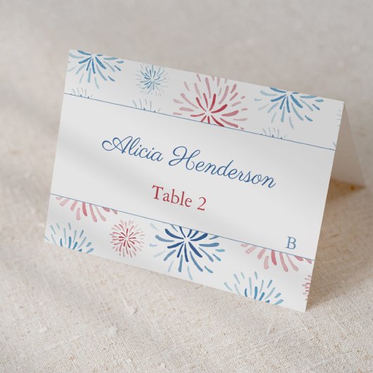 Carte de placement Feux d'artifice Rouge Blanc Ble