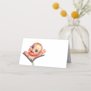 Carte De Placement Fille Jeter dehors Baby shower Merci blanc