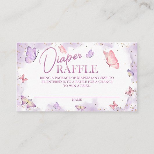 Carte De Placement Fille Papillon Baby shower Déchets Raffle (Devant)