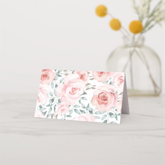 Carte De Placement Fille rose Floral Bois Animaux Douche Anniversaire (Dos)