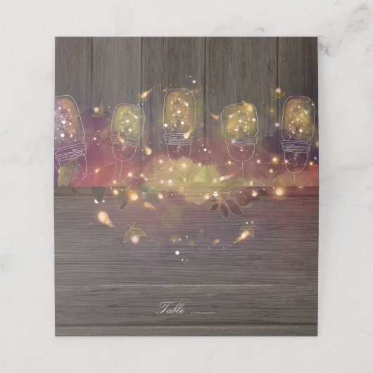 Carte De Placement Fireflies et Mason Jar Mariage rustique (Extérieur déplié)
