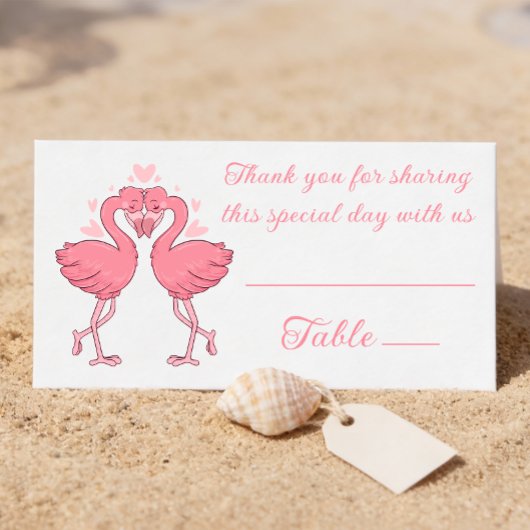 Carte De Placement Flamingo Pink Tropical Beach Wedding Escort