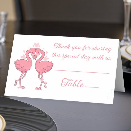 Carte De Placement Flamingo Pink Tropical Beach Wedding Escort