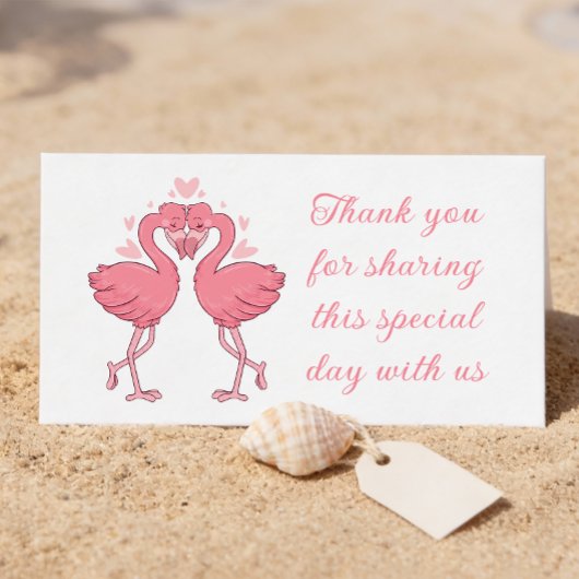Carte De Placement Flamingo Pink Tropical Beach Wedding Thank You